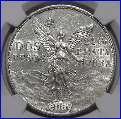 Mexico 1921 2 Pesos Winged Liberty Ngc Graded Au55 Silver World Coin