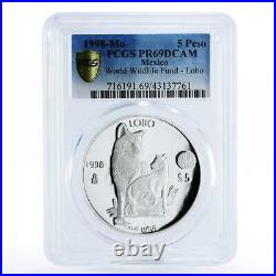 Mexico 5 pesos World Wildlife Fund Wolf Lobo PR69 PCGS proof silver coin 1998