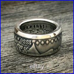 Morgan Dollar Coin Ring. Silver. 900. Size 8-16 US. Worldwide free shipping