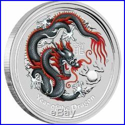 NEW 2012 Year of the Black DRAGON 1oz Silver Coloured Coin WORLD MONEY FAIR