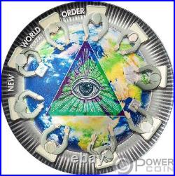 NEW WORLD ORDER Great Conspiracies 2 Oz Silver Coin 10$ Palau 2021