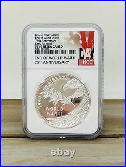NGC 2020 Silver Medal End of World War II 75th Early Release PF69 Ultra Cameo
