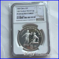 NGC PF69 1989 China 5YUAN 1990 FIFA World Cup Italy Series(1) Silver Coin 27g