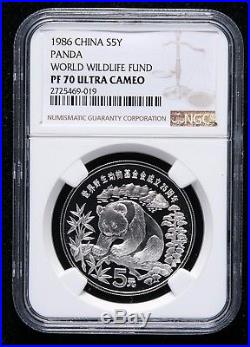 NGC PF70 1986 China World Wildlife Fund Silver Panda Coin WithCOA