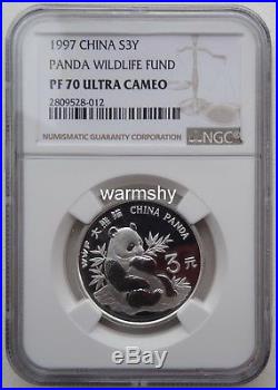 NGC PF70 China 1997 World Wildlife Fund Panda Silver Coin S3Y B