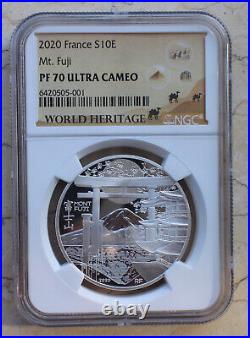 NGC PF70 UC 2020 France Silver Coin World Heritage Series Mt. Fuji