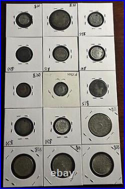 NICE! Mixed World Foreign Silver Coin Lot! Spain 1779 2 Reales, 1800s Coins, +