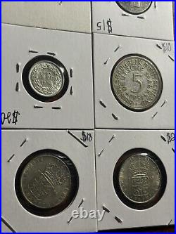 NICE! Mixed World Foreign Silver Coin Lot! Spain 1779 2 Reales, 1800s Coins, +