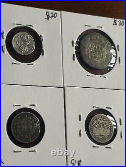 NICE! Mixed World Foreign Silver Coin Lot! Spain 1779 2 Reales, 1800s Coins, +