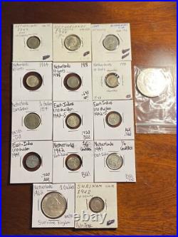 NICE! Netherlands World Foreign Silver Coins Lot Of 15 (1962 Suriname Kingdom)