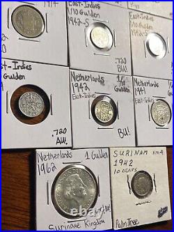 NICE! Netherlands World Foreign Silver Coins Lot Of 15 (1962 Suriname Kingdom)