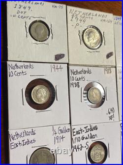 NICE! Netherlands World Foreign Silver Coins Lot Of 15 (1962 Suriname Kingdom)