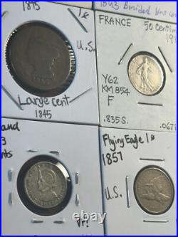 NICE! US/World Foreign Silver Coin Lot 1857 Flying Eagle, Florin/90% Silver, + NICE! US/World Foreign Silver Coin Lot 1857 Flying Eagle, Florin/90% Silver, +