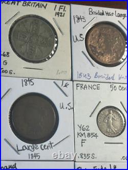 NICE! US/World Foreign Silver Coin Lot 1857 Flying Eagle, Florin/90% Silver, + NICE! US/World Foreign Silver Coin Lot 1857 Flying Eagle, Florin/90% Silver, +