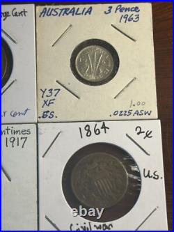 NICE! US/World Foreign Silver Coin Lot 1857 Flying Eagle, Florin/90% Silver, + NICE! US/World Foreign Silver Coin Lot 1857 Flying Eagle, Florin/90% Silver, +