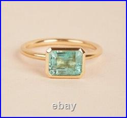 Natural Emerald Solitaire Ring in 14K Yellow Gold, Emerald Ring, Emerald Jewelry