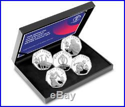New Isle Of Man Official ICC Cricket World Cup 2019 Silver Proof 5x 50p Coin Set