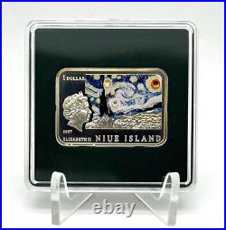 Niue 2007 1$ VINCENT VAN GOGH Sunflowers Starry Night Painters World Silver Coin