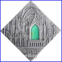 Niue 2014 1$ Art That Changed the World Gothic Art Silver Coin with Real Agate