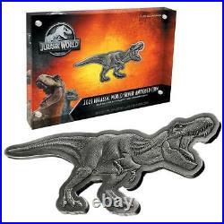 Niue 5 Dollar 2021 Jurassic World T-Rex 2 Oz Silber Antik Finish