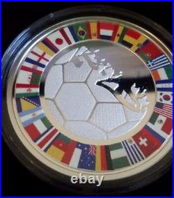 Niue' Island 2014 Football Silver Proof Coin Soccer World Cup Brazil BOX + COA