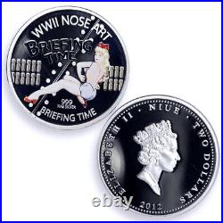 Niue set of 3 coins World War II WWII Nose Art Pin Up colored silver coins 2012