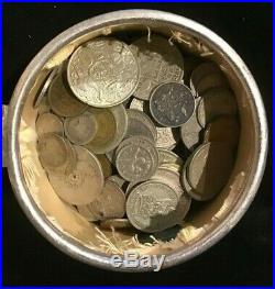 OLD SILVER PLATE Pin House full OF OLD COINS, predecimal Aust, GB, World SILVER