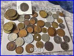 Old Foreign World Coin Lot With Silver See Pics 70 Coins! Canada Hong Kong Peru