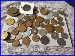 Old Foreign World Coin Lot With Silver See Pics 70 Coins! Canada Hong Kong Peru