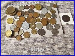 Old Foreign World Coin Lot With Silver See Pics 70 Coins! Canada Hong Kong Peru