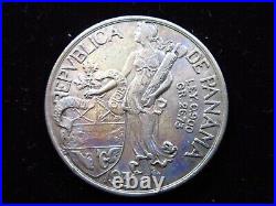 PANAMA 1 BALBOA 1931 SILVER BLUE TONED CROWN h6358 WORLD MONEY COIN PANAMA 1 BALBOA 1931 SILVER BLUE TONED CROWN h6358 WORLD MONEY COIN