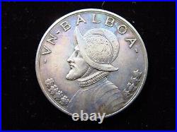PANAMA 1 BALBOA 1931 SILVER BLUE TONED CROWN h6358 WORLD MONEY COIN PANAMA 1 BALBOA 1931 SILVER BLUE TONED CROWN h6358 WORLD MONEY COIN