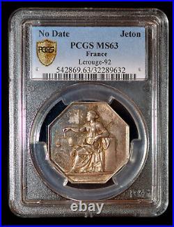 PCGS MS63 France Silver Jeton Lerouge-92 beautiful toning PCGS MS63 France Silver Jeton Lerouge-92 beautiful toning
