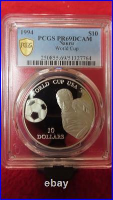 PCGS PR69 Nauru 1994 World Cup Silver $10 FIFA WORLD CUP USA
