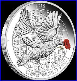 PROOF 2018 Australia END OF WORLD WAR I 100th ANNIVERSARY 1oz $1 SILVER COIN