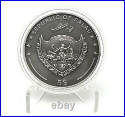 Palau 2010 5$ Treasures of the World SAPPHIRE Silver Coin