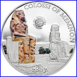 Palau 2014 $5 World of Wonders X Colossi of Memnon Egypt 20g Silver Proof Coin