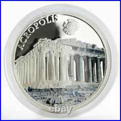 Palau 5 dollars World of Wonders Acropolis athens colored proof silver coin 2010
