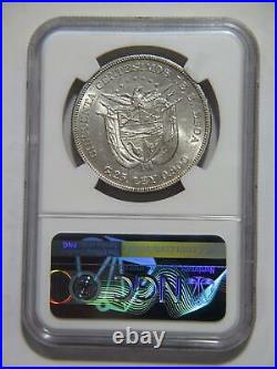 Panama 1904 50 Centesimos De Balboa Ngc Graded Ms61 Silver World Coin
