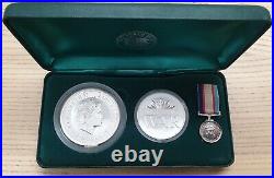 Perth Mint 2003 World War II 2oz Proof Kookaburra Silver Coin & 1oz WWII Medal