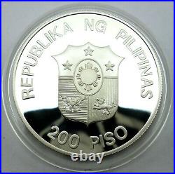 Philippines 200 Piso 1987 Silver coin proof World Wildlife Fund Mindoro Buffalo