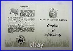 Philippines 200 Piso 1987 Silver coin proof World Wildlife Fund Mindoro Buffalo