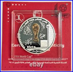 QATAR 2022 FIFA World Cup Victory Silver Proof 5 Riyals Coin Original Box & CoA