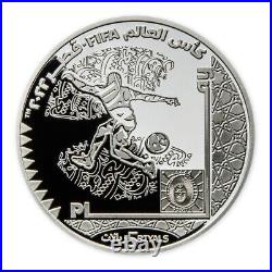 Qatar 2022 FIFA World Cup 5 Riyals 1 oz 8 Coins Set Al1 Designs Pure Silver. 999