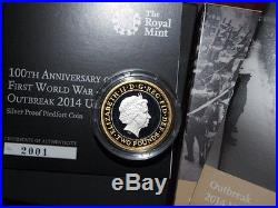 RARE 2014 RM 100 Anni of First World War Outbreak PIEDFORT Silver Proof £2 Coin