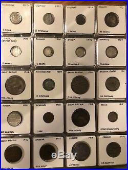 RARE VINTAGE WORLD 164-COIN COLLECTION 1840 to 2003 Foreign LOTS of SILVER W@W