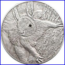RED SQUIRREL Over The World Swarovski Silver Coin 5$ Palau 2012