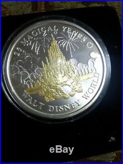 Rare Walt Disney World 25 Magical Years 1971-1996 999 Silver Gold Coin 5 Oz