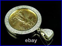 Real Moissanite 1.10Ct Round Lady Liberty Coin Pendant Yellow Gold Plated Silver