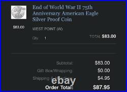 SEALED End Of World War ii 75th Anniversary American Eagle Silver Proof Coin